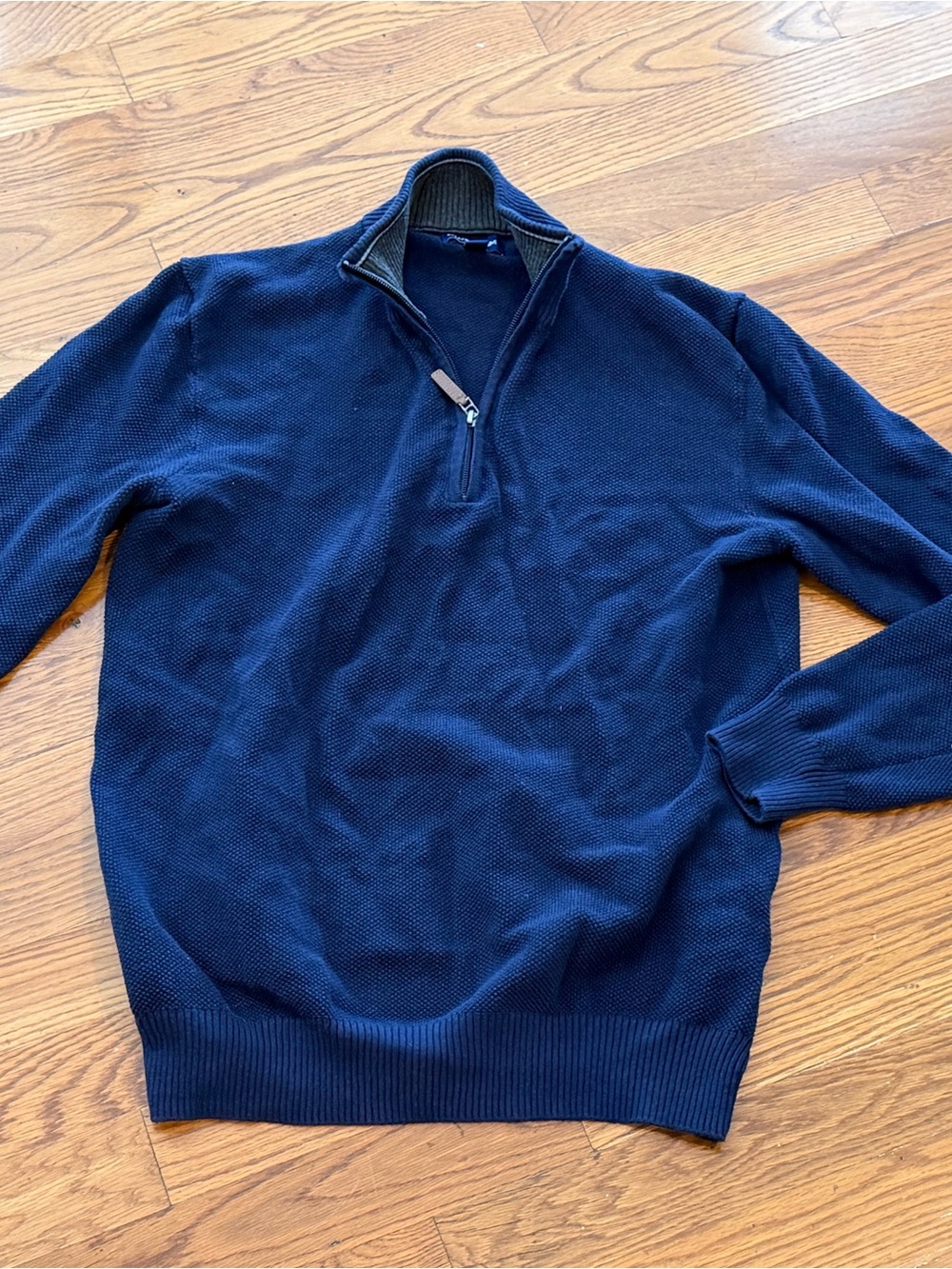 Club Room Navy Half-Zip Textured Knit Sweater